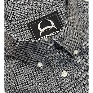 Cinch Arena Flex Performance Shirt Short Sleeve Men's L Black & White Geometric